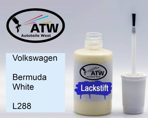 Volkswagen, Bermuda White, L288: 20ml Lackstift, von ATW Autoteile West.